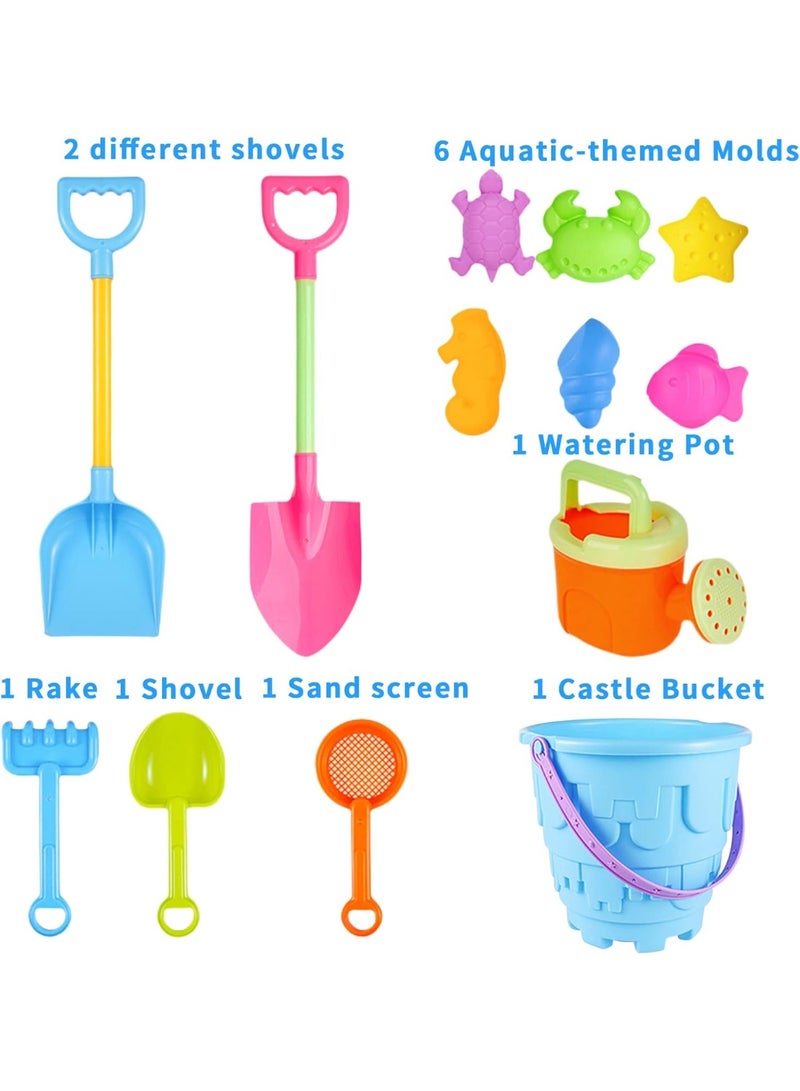 Children's beach toy set,children's outdoor beach toys,castle mold,beach bucket and shovel,etc.,various animal mold,with its own mesh bag storage,suitable for seaside holiday,beach camping,etc - Image 3