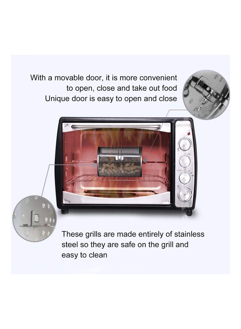 SYOSI Rotisserie Basket for Air Fryer, 360° Rotating Grill Drum, Stainless Steel Tumble Rotisserie Oven Cage for Baking Turkey, BBQ, Peanuts(14X18cm)  - Image 2