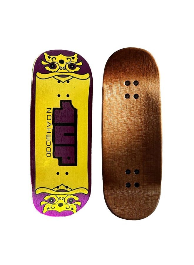 NOAHWOOD Handmade Fingerboard Deck 97.5x35mm 5-Layer Color maple Pro concave Creative Design Mini Skateboard (yellow 1up) - Image 1