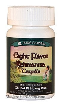 Eight Flavor Rehmannia Zhi Bai Di Huang Wan 200 ct Plum Flower