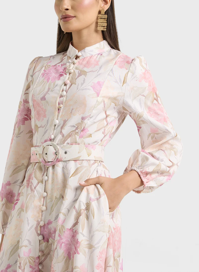 ELLA Floral Belted Dress