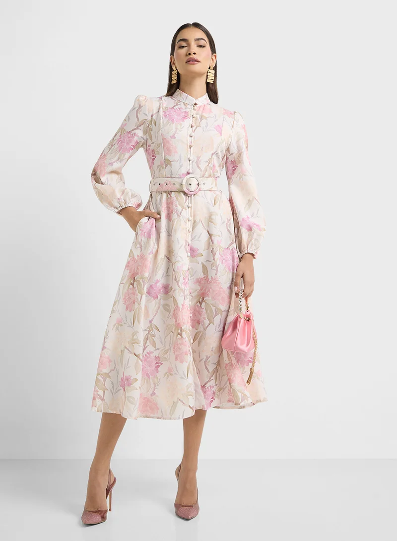 ELLA Floral Belted Dress