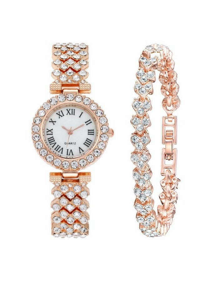 Ladies Wristwatch and Bracelet Set Exquisite and Fashionable Diamond Watch for Women - Image 2