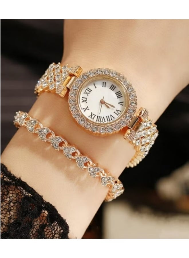 Ladies Wristwatch and Bracelet Set Exquisite and Fashionable Diamond Watch for Women - Image 3