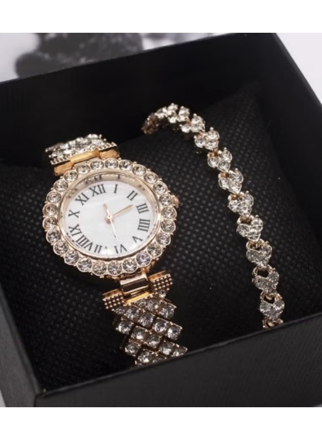 Ladies Wristwatch and Bracelet Set Exquisite and Fashionable Diamond Watch for Women - Image 4
