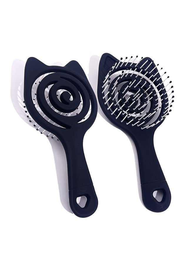 Cute Curved Vent Hair Brush, Potable scalp massage hair comb for both dry and wet fluffy hair, Anti Static Detangling nylon Massage Brushes, Blow Dryer Brush Hairdressing Styling Tools suitable for all hair types,1 piece black - Image 2