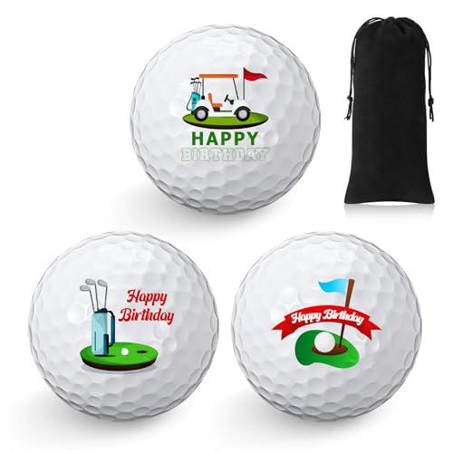 Threan 3 Pcs Golf Ball Gift Set Funny Novelty Golfer Present for Men Birthday Dad Golfing Fan One Standard Size Unit (Birthday) - Image 1