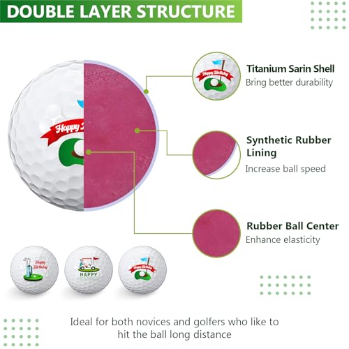 Threan 3 Pcs Golf Ball Gift Set Funny Novelty Golfer Present for Men Birthday Dad Golfing Fan One Standard Size Unit (Birthday) - Image 2