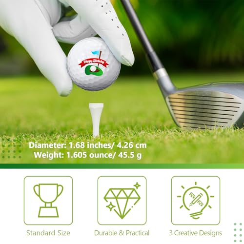 Threan 3 Pcs Golf Ball Gift Set Funny Novelty Golfer Present for Men Birthday Dad Golfing Fan One Standard Size Unit (Birthday) - Image 3