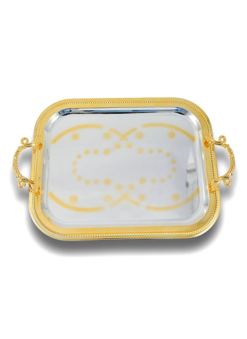 Homemaker 2-Piece Rectangular Luxury Serving Tray, Large 46.5cm x 37cm & Medium 40.5cm x 32.5cm, Steel, Silver & Gold  - Image 4