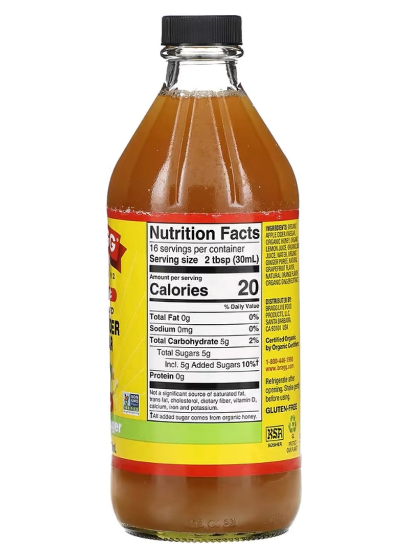 Bragg Apple Cider Vinegar With The Mother Citrus Ginger16 fl oz (473 ml) - Image 2