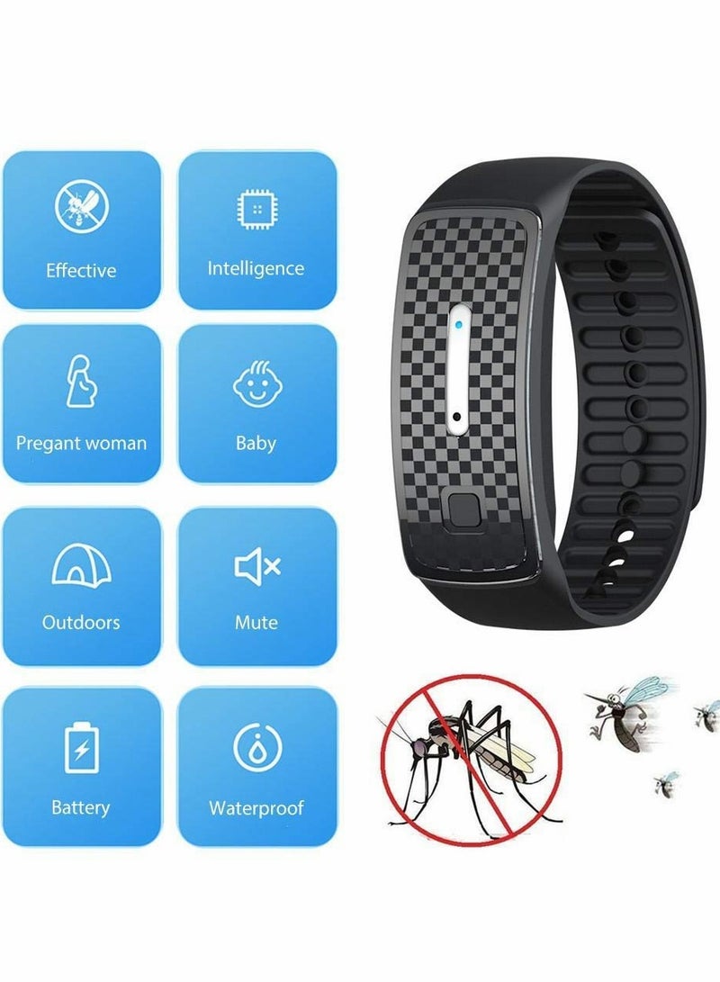 Excefore Mosquito Repellent Bracelets Reusable Portable Electronic Mosquito Pest Bugs Control Bracelets Rechargeable for Pregnant Women (Black) - Image 2