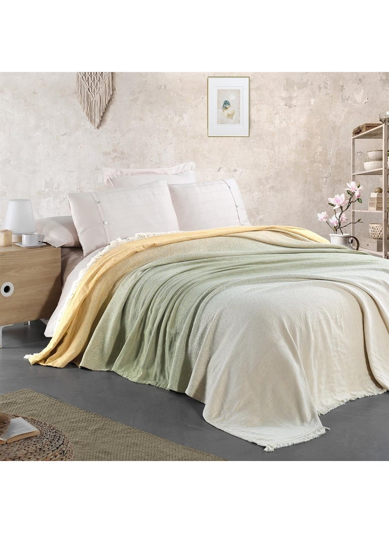 Miespiga Rainbow Cotton Gradient Jacquard Woven King Size 240X260CM Antiallergic Breathable Four Season Pique Bedspread  - Image 1