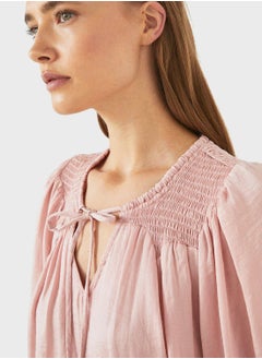 WAREHOUSE Tie Neck Balloon Sleeve Top  - Image 3