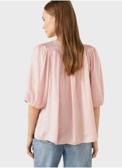 WAREHOUSE Tie Neck Balloon Sleeve Top  - Image 2