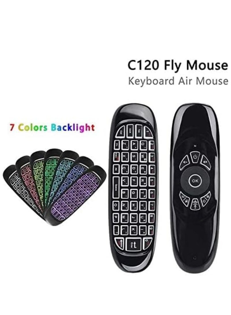 ELTRAZONE C120 RGB Wireless Backlit Air Mouse Keyboard for Android TV Box - 7-Color Rechargeable Remote Control - Image 2