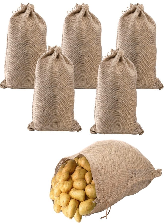 Bekith 6 Pack Burlap Bags with Drawstring, 18" x 24" Natural Jute Potato Sacks, Reusable Root Vegetable Storage Bags, Strong Race Bags for Kids, Perfect Birthday Party Game - Image 1