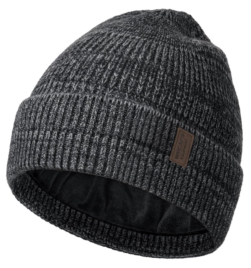 Wmcaps Winter Beanie for Men Women, Fleece Lined Beanie Soft Warm Knit Hat Ski Stocking Cuffed Cap (Slate Gray/Grey) - Image 1