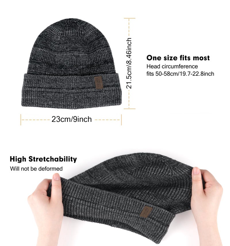 Wmcaps Winter Beanie for Men Women, Fleece Lined Beanie Soft Warm Knit Hat Ski Stocking Cuffed Cap (Slate Gray/Grey) - Image 3