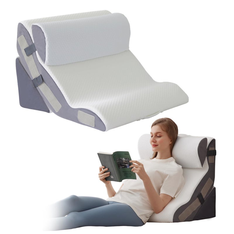 Ahpmeoa 3PCS Wedge Pillow Set for After Surgery Back Pillow for Bed Sitting up 10in1 Foam Wedge Pillow for Acid Reflux Back Pain Relief Post Surgery Pillow for GERD Snoring White
