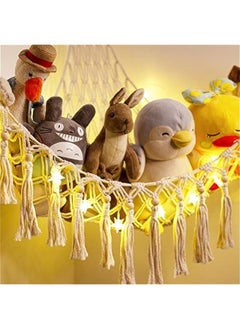 جونيس Stuffed Animal Toy Storage Hammock with LED Light - Macrame Jumbo Doll Corner Stuff Animals Organizer Decorations - Cute Hanging Plushie Net Kids Baby Nursery Bedroom Room Decor  - Image 3