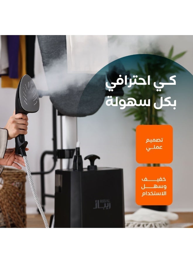 ريبال مكواة بخار إلكترونية ومكواة بخار للملابس - مكواة بخار قوية متعددة الاستخدامات، معقمة ومزيلة للتجاعيد - مكواة خفيفة الوزن لجميع أنواع الأقمشة - تسخين سريع وخزان مياه كبير - Image 3