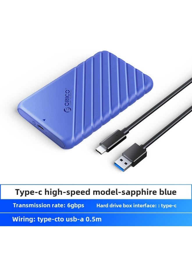 ORICO 25PW1 2.5 Inch SATA Serial Notebook External Solid State Mechanical SSD Mobile Hard Disk Box-Color:Single Pack Blue (interface Type-C, Wiring A TO C 0.5M) - Image 1