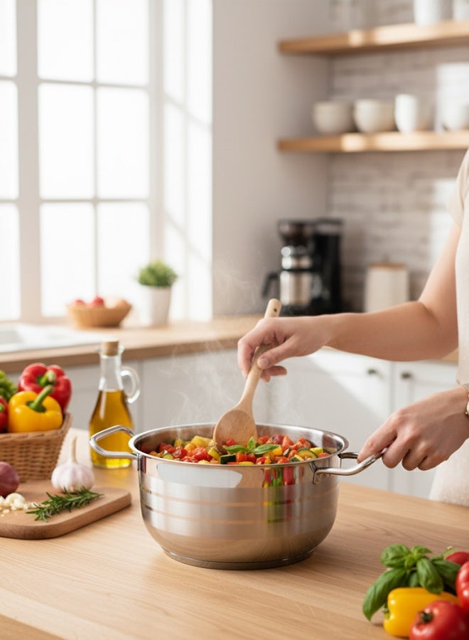 تراست قدر طبخ من الستانلس ستيل 18 سم فضي 18/10 (صُنع في تركيا) - Image 3