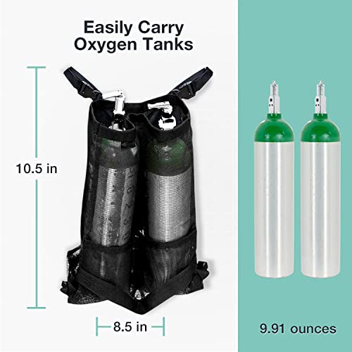 AdirMed Dual Oxygen Tank Holder for Wheelchair - Oxygen Storage Bag with Mesh Storage Pocket Fits Portable Cylinder Oxygen Tank D & E for Medical Use, Home, Hospital - Image 4