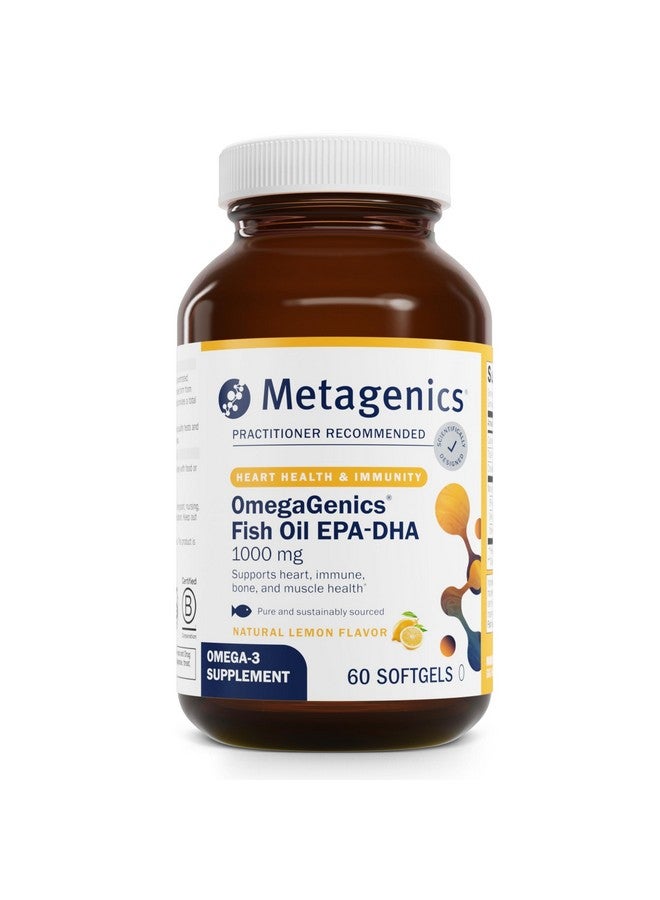 Metagenics OmegaGenics Fish Oil EPA-DHA 1000 mg - High Potency - Omega-3 Fish Oil Supplement - for Heart Health, Musculoskeletal Health & Immune System Health* - with DHA & EPA - 60 Softgels - Image 1