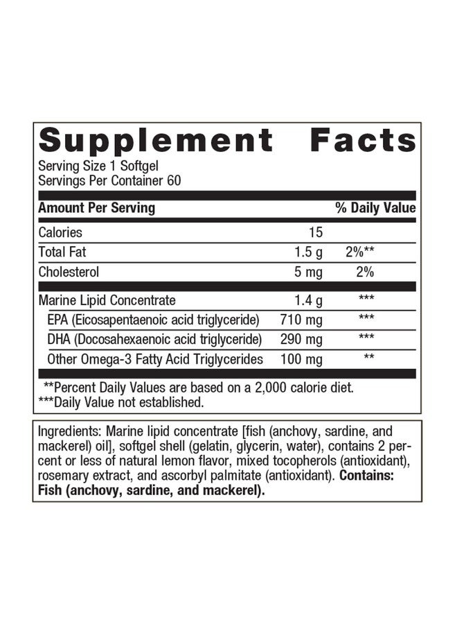 Metagenics OmegaGenics Fish Oil EPA-DHA 1000 mg - High Potency - Omega-3 Fish Oil Supplement - for Heart Health, Musculoskeletal Health & Immune System Health* - with DHA & EPA - 60 Softgels - Image 2
