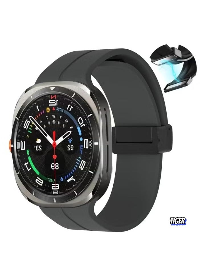 TIGER Magnetic Band Compatible with Samsung Galaxy Watch 7 Ultra 2024 – Silicone Sports Strap, D-Buckle Replacement, No Gap Design, Magnetic Closure, Stylish and Comfortable Band for Men & Women - Image 1