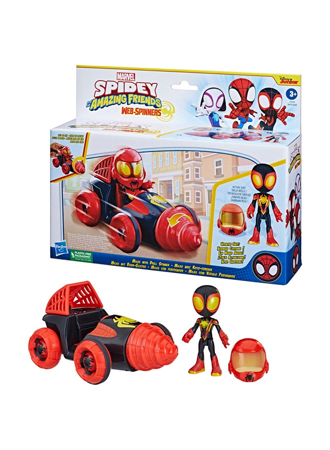 MARVEL سبايدي وأصدقاؤه المذهلون دبابة ويب مع جهاز حفر، مجموعة سيارات للعب مع مركبة، شخصية، وملحق، سيارات ألعاب للأطفال 3 سنوات وما فوق - Image 1