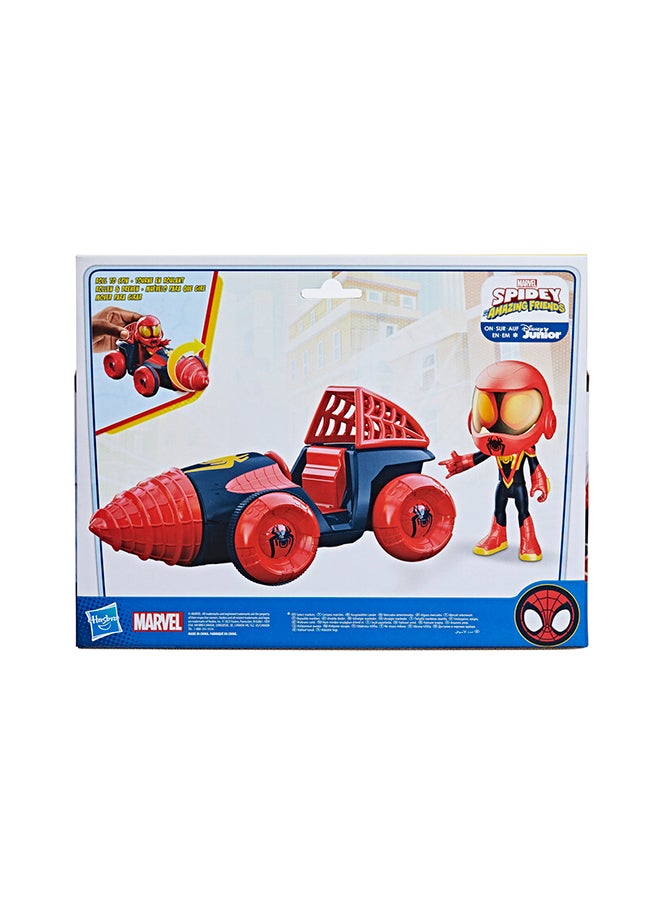MARVEL سبايدي وأصدقاؤه المذهلون دبابة ويب مع جهاز حفر، مجموعة سيارات للعب مع مركبة، شخصية، وملحق، سيارات ألعاب للأطفال 3 سنوات وما فوق - Image 3