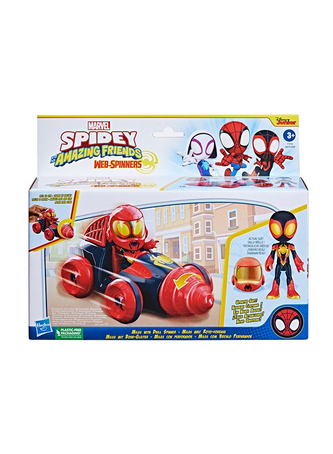 MARVEL سبايدي وأصدقاؤه المذهلون دبابة ويب مع جهاز حفر، مجموعة سيارات للعب مع مركبة، شخصية، وملحق، سيارات ألعاب للأطفال 3 سنوات وما فوق - Image 2
