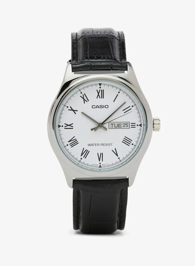 CASIO Analog Black Leather Strap Watch MTPV006L-7B MTP-V006L-7B