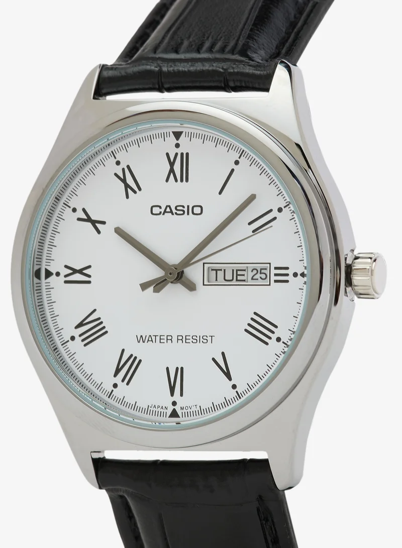 CASIO Analog Black Leather Strap Watch MTPV006L-7B MTP-V006L-7B