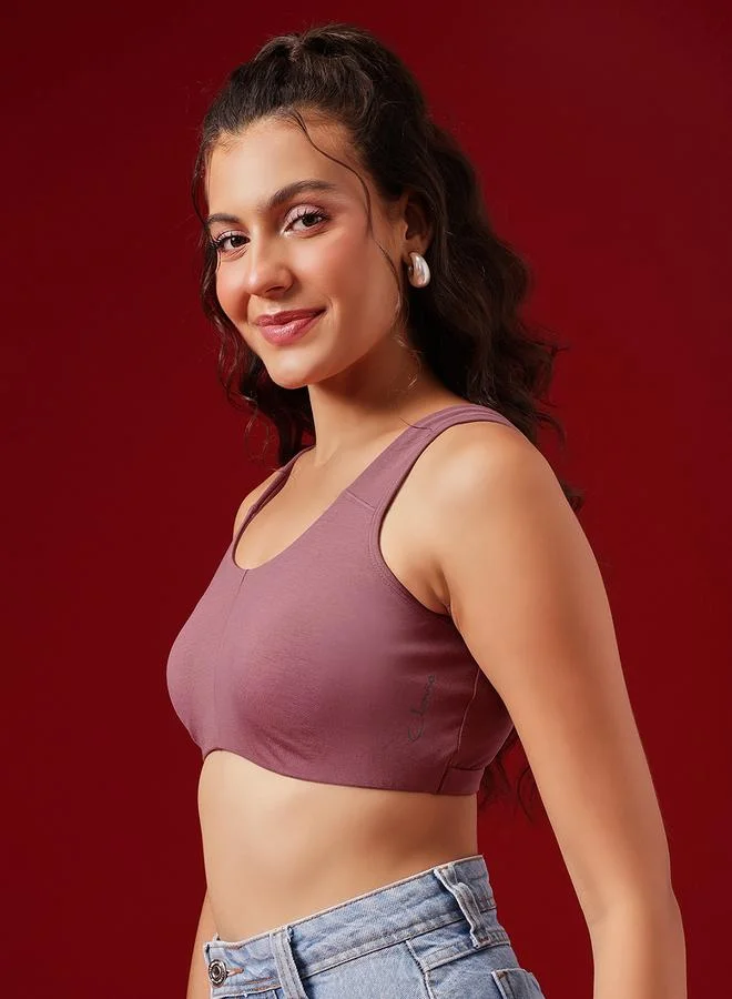 Clovia Purple Non-Padded Non-Wired Full Coverage Everyday T-Shirt Bra