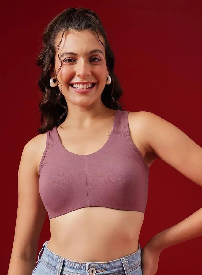 Clovia Purple Non-Padded Non-Wired Full Coverage Everyday T-Shirt Bra