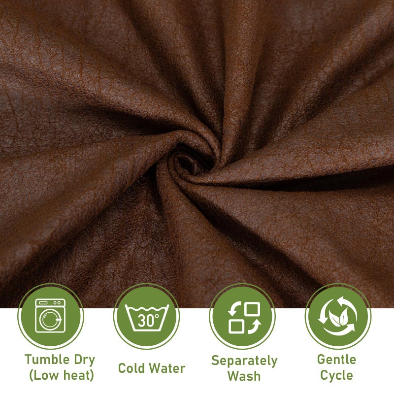 FUANGUI Criss Cross Chair Cover, Faux Leather Looking Stretch Mid Back Wide Armless Accent Chair Slipcover, Exquisite Vanity Chair Cover for Dorm Home Desk Office Chair - Coffee - Image 3