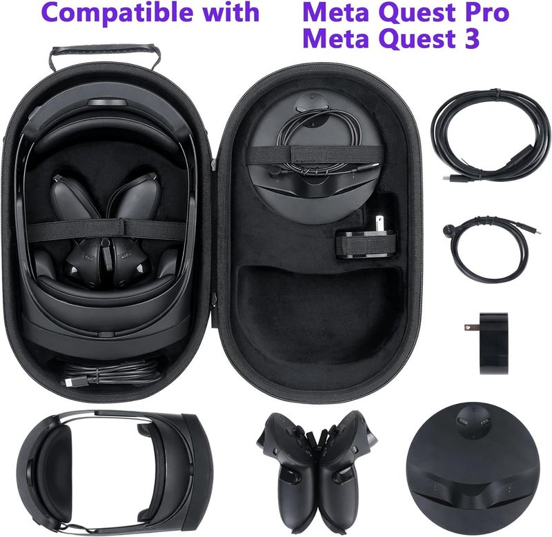 co2CREA Storage Carry Travel Case for Meta Quest 3 /Meta Quest Pro All-in-One VR Headset,Protective Case Compatible with Headset Controllers Accessories (Case only,not include VR Headset) - Image 2