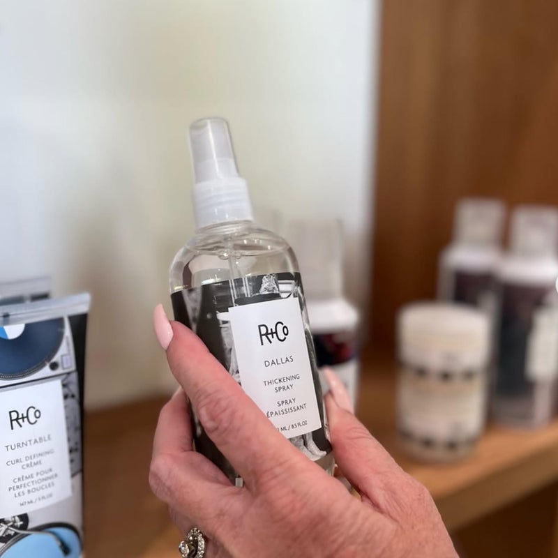 R+Co Dallas Hair Thickening Spray | Volumizing & Texturizing Spray for All Lengths | Adds Volume, Body & Shine | Perfect for Blowouts, Curling Irons & Roller Sets | 8.5 oz - Image 1