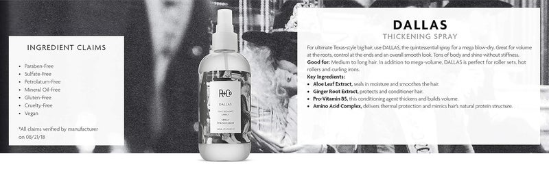 R+Co Dallas Hair Thickening Spray | Volumizing & Texturizing Spray for All Lengths | Adds Volume, Body & Shine | Perfect for Blowouts, Curling Irons & Roller Sets | 8.5 oz - Image 5