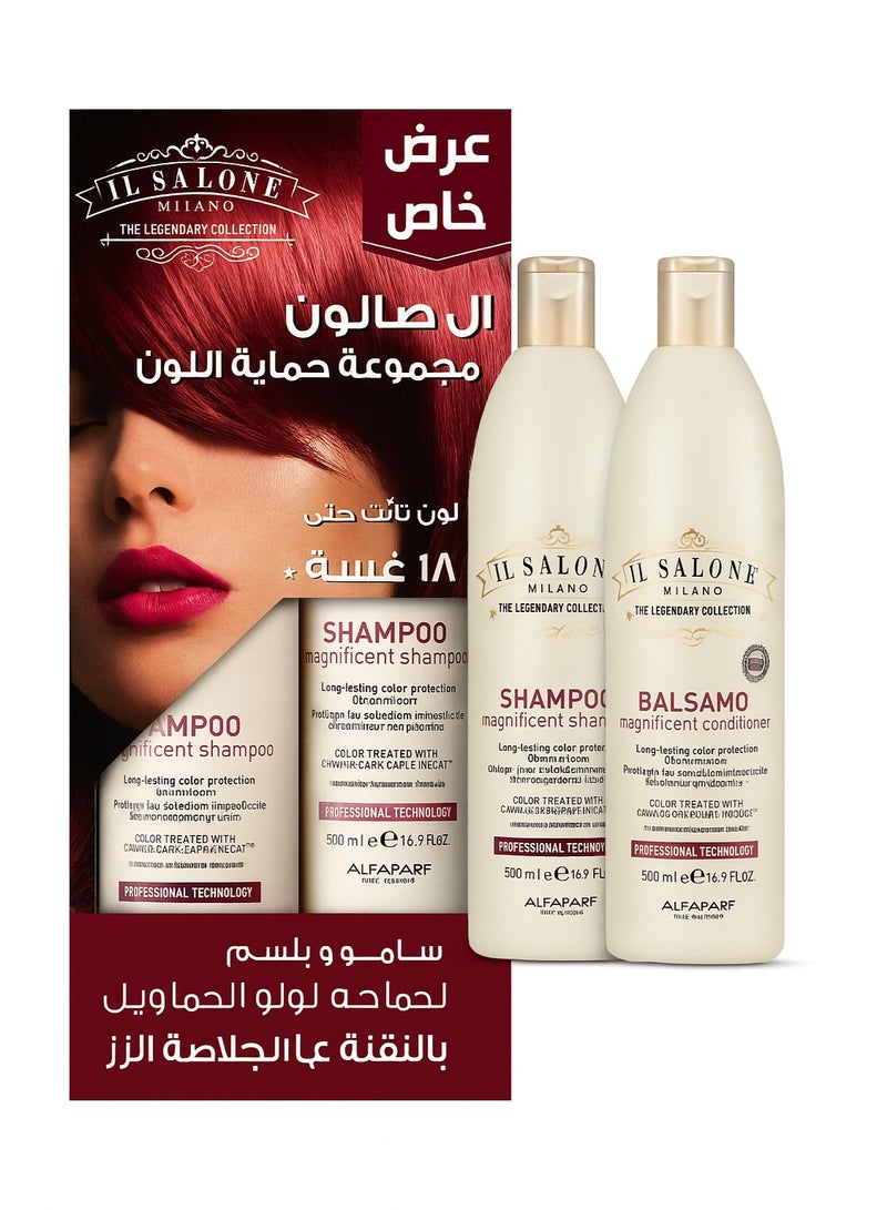 IL Salone Professional Hair Care Set, Colour Protection Shampoo and Conditioner, 500ml Each - Image 1