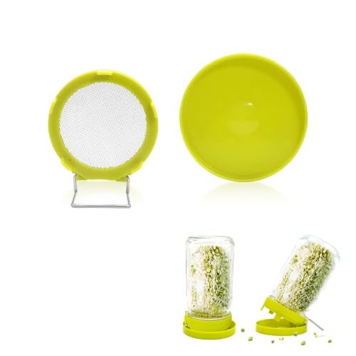 HANTUSWUS Wide Mouth Mason Jar Sprouting Kit with Sprouting Lids and Drainage Tray - Ideal for Bean, Alfalfa Sprouts and Microgreens, Vertical and Angled Placement Support（One lid and one drip tray） - Image 1