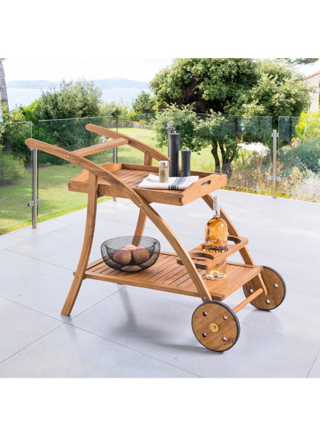 Hesperide Tiwi 2-Tier Elegant Acacia Wood Serving Trolley Brown 78 x 56 x 105 cm 165283 - Image 3