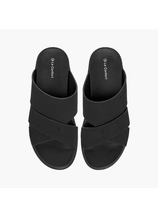 Le Confort Men Textured Slip On Cross-Strap Sandals