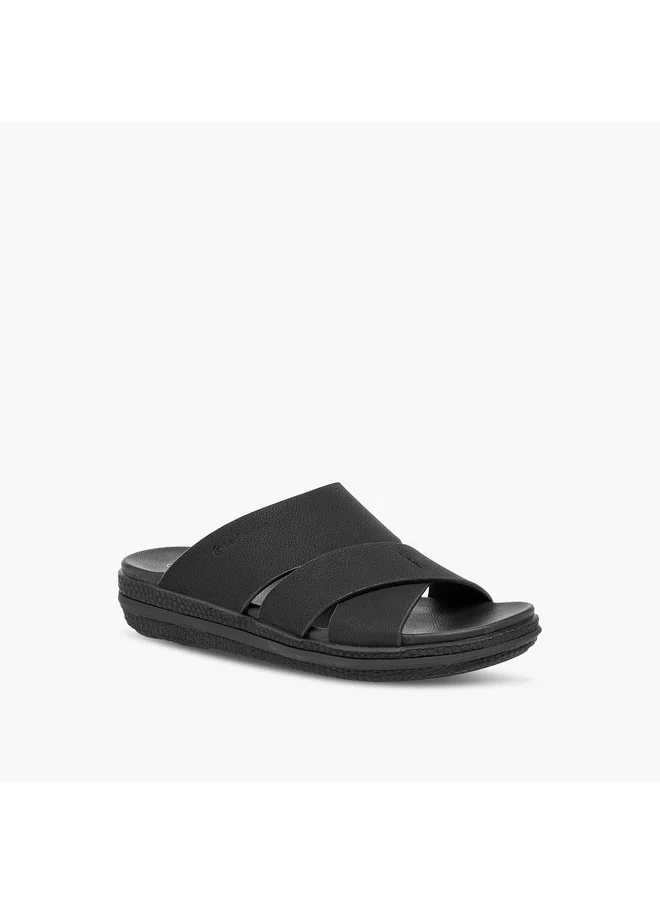 Le Confort Men Textured Slip On Cross-Strap Sandals