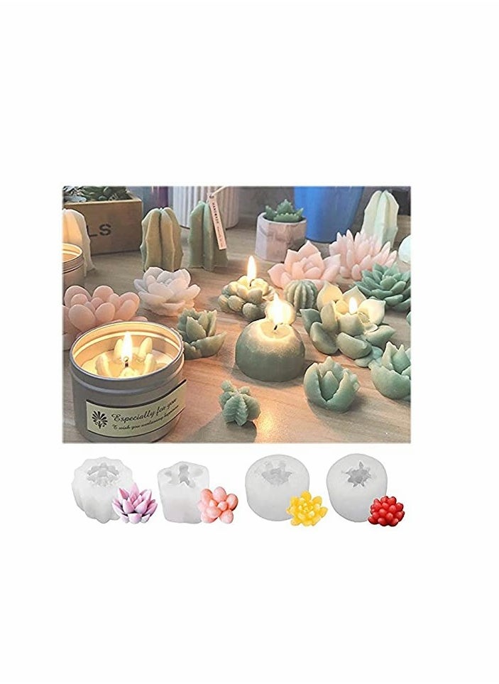 KASTWAVE 4 Pcs Succulent Silicone Moulds Plants Mould for Making Cake Decoration DIY Candle Fondant Soap Chocolate and Epoxy Resin Crafts  - Image 5