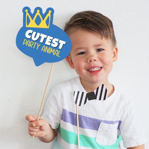 Crackles First Birthday Photo Booth Props for Baby Boy - Blue Party Decorations, Kids Party Items - 38 Pieces - Image 4